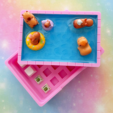 Pink Capybara Pool Keycap and Switch Storage Box