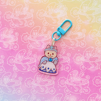 Calico Ice Queen Cat Keychain