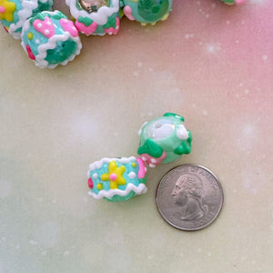 A551 Mint Teal Painted Beads - 25pcs