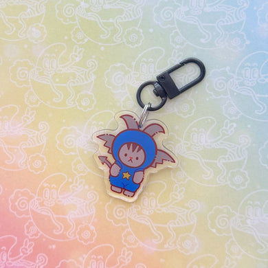 Calico Halloween Blue Bat Costume Keychain