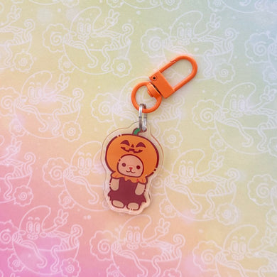 Calico Halloween Pumpkin Costume Keychain