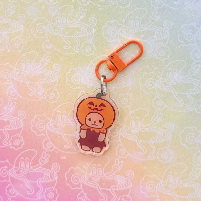 Calico Halloween Pumpkin Costume Keychain