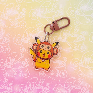 Pikachu Monkey Costume Keychain