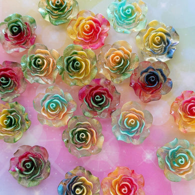 A668 Glow in the Dark Luminous Roses Resin Charms - 10 pcs