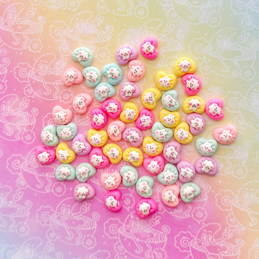 Mini Mix Heart Bunnies Resin Charms