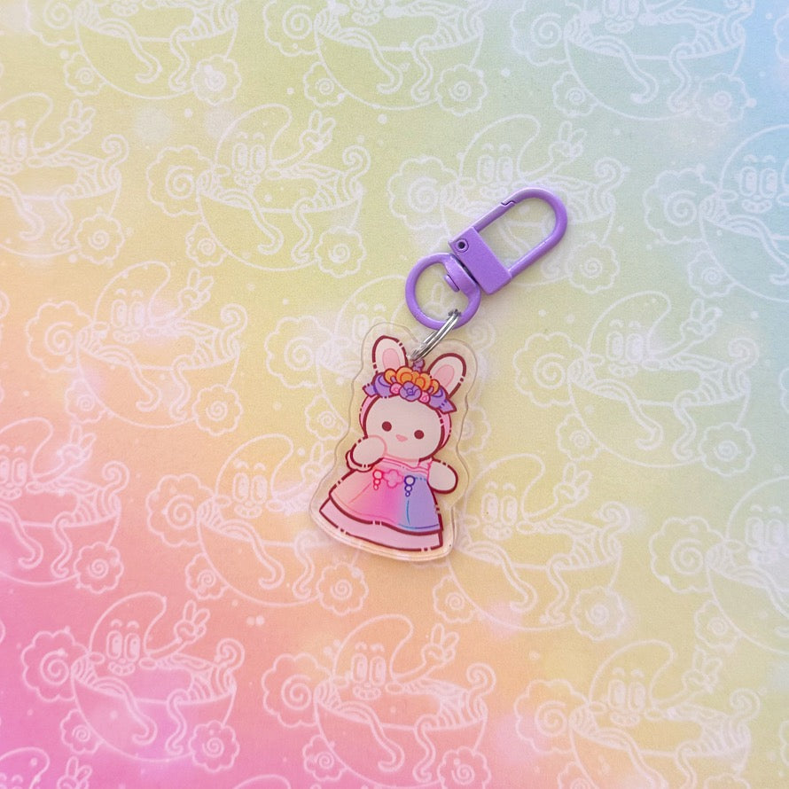 Calico Princess Bunny Keychain