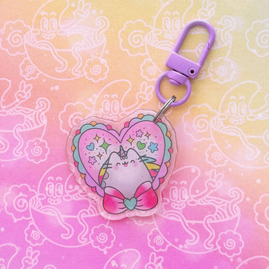Pusheen Heart Keychain