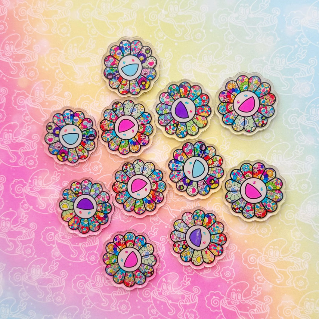 Smiley Flower 4cm Acrylic 1 Bag