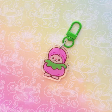 Calico Strawberry Pink Keychain