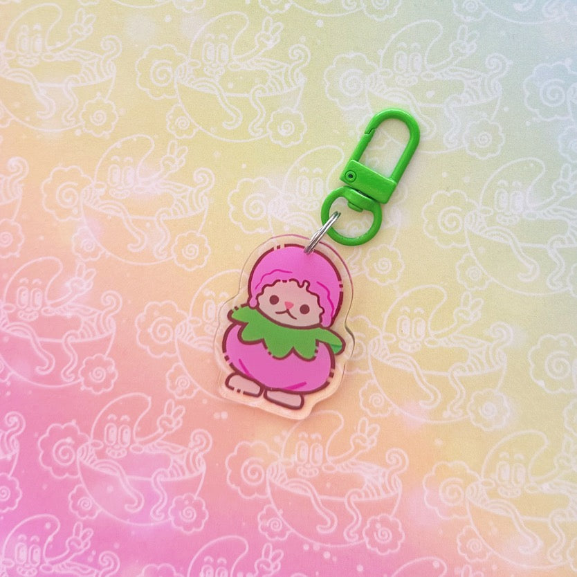 Calico Strawberry Pink Keychain