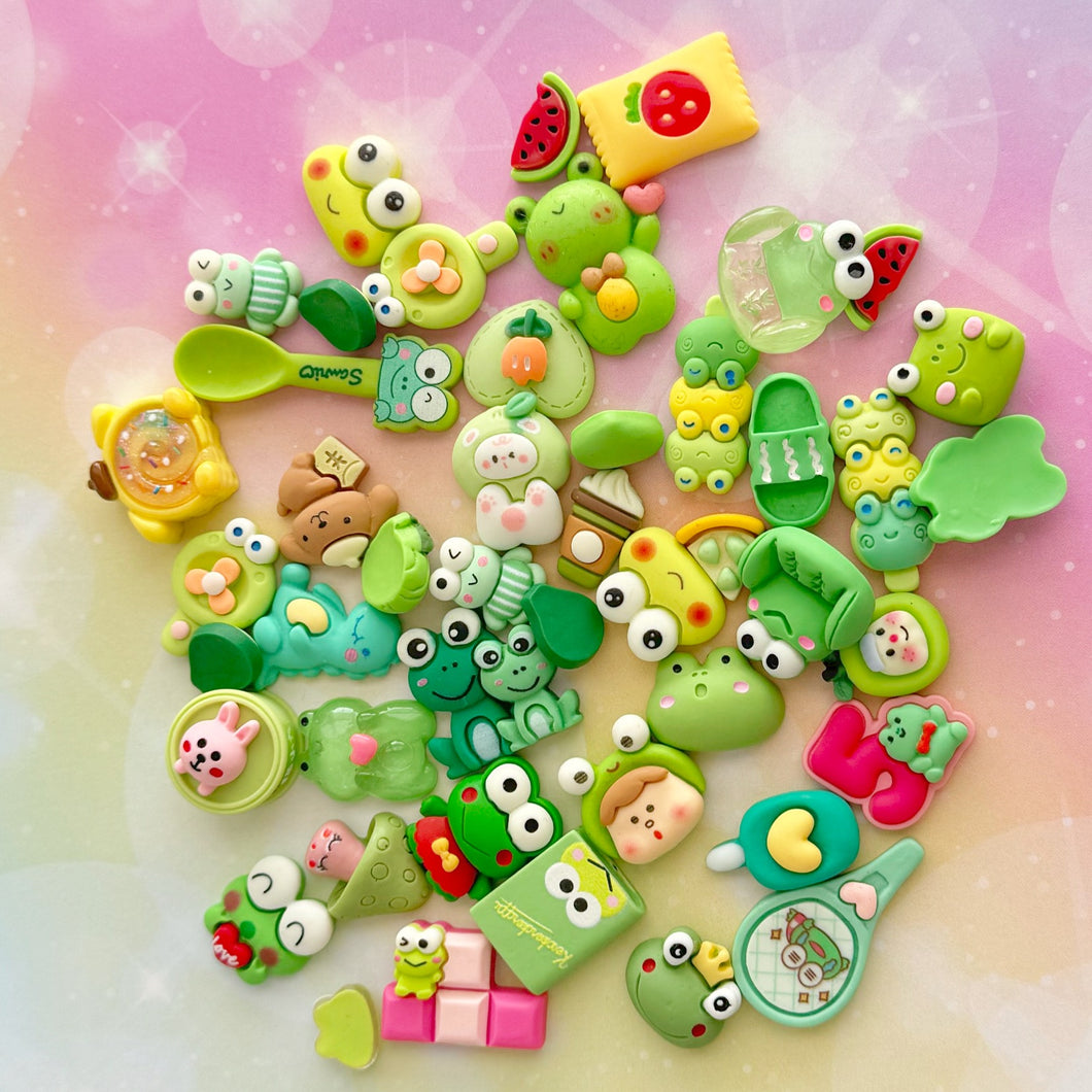 Green Frog Mix Resin Charms 1 Bag