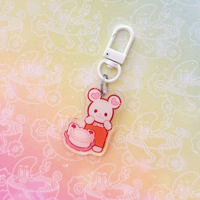 Calico Tea Cake Mouse Keychain