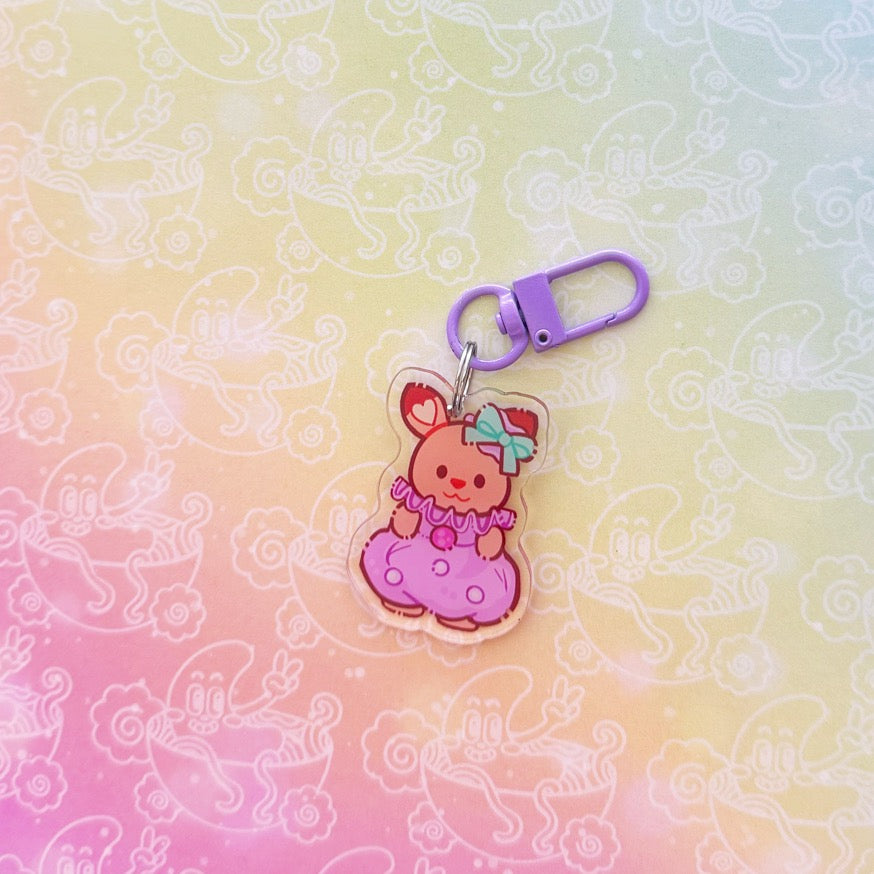 Calico Party Dress Deer Keychain