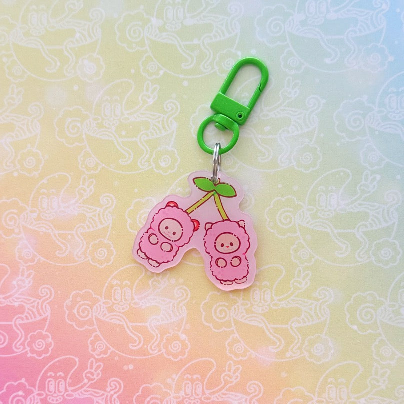 Calico Cherry Twins Keychain