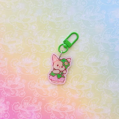 Calico Pink Strawberry Cat Keychain