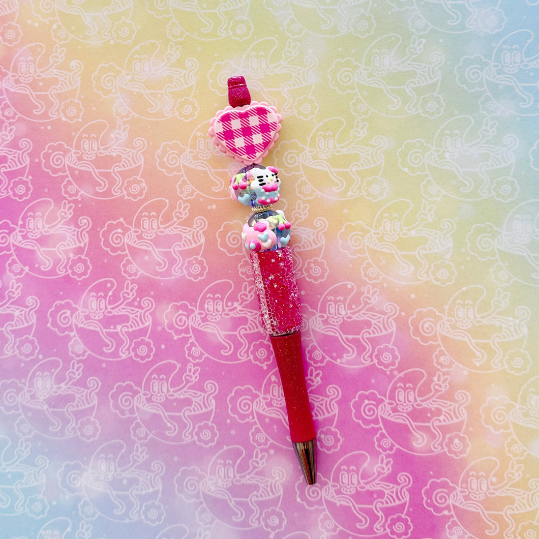 Pink Plaid Heart Pen