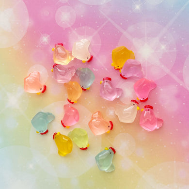 Glow Chicken Resin Charms 1 Bag