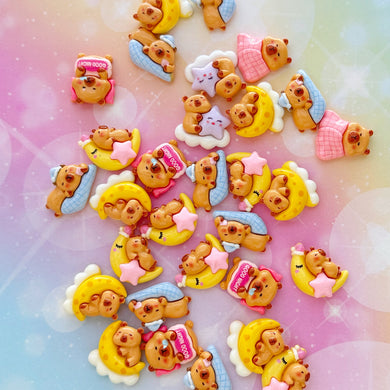 A670 Sleepy Capybara Resin Charms - 10 pcs