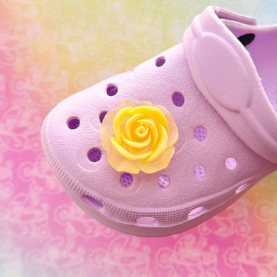 Glow-in-the-dark Yellow Rose Shoe Charm