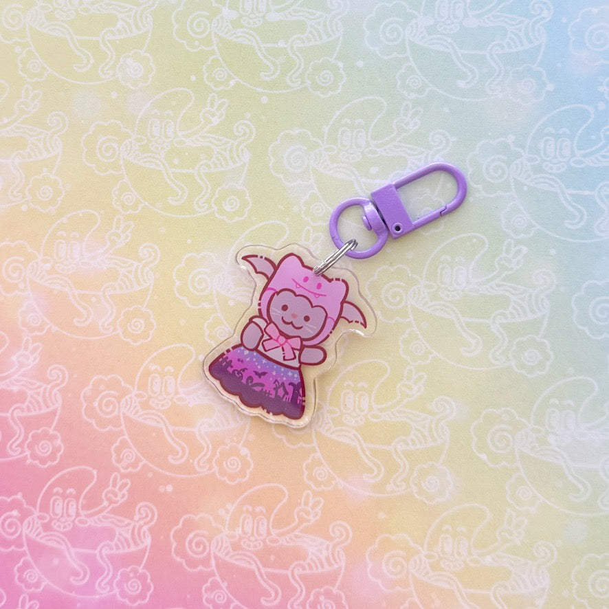 Calico Halloween Purple Bat Costume Keychain