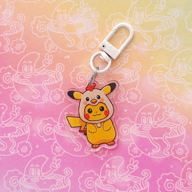 Pikachu Chicken Costume Keychain