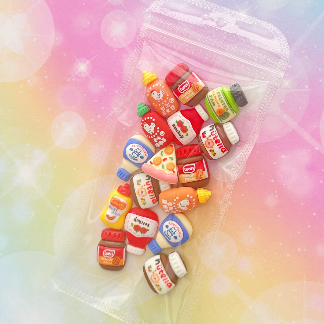 Kawaii Sauce Bottles Resin Charms 1 Bag