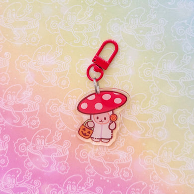 Calico Halloween Mushroom Keychain