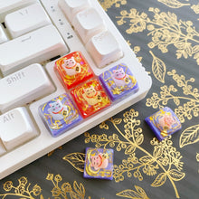Load image into Gallery viewer, Red Yellow Lucky Rich Cat XDA Artisan Keycap