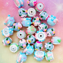 Load image into Gallery viewer, A568 Blue Bunny Love Painted Beads 14pcs