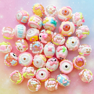 A560 Pinky Frosting Painted Beads 17pcs