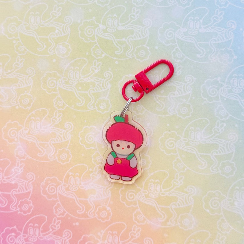 Calico Apple Kitten Keychain
