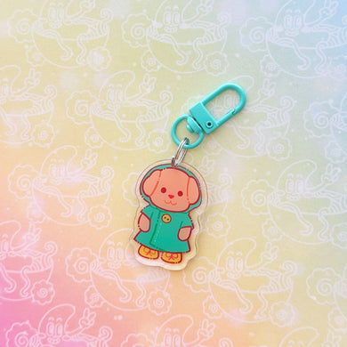Calico Raincoat Puppy Keychain