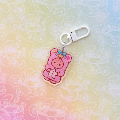 Calico Fluffy Pink Keychain