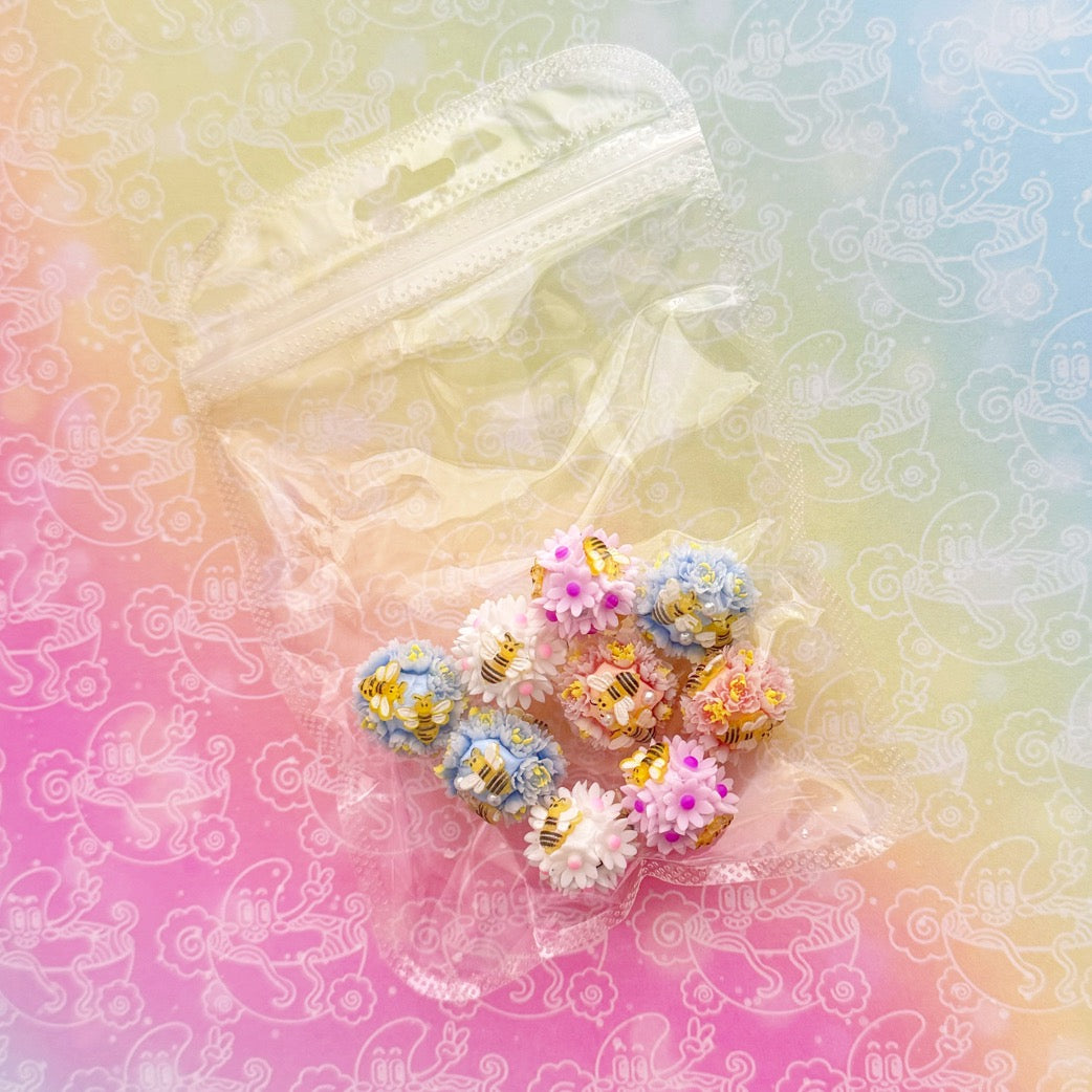 Bees and Flowers Pen Beads 1 Bag