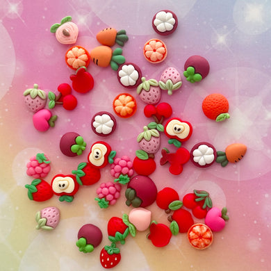 Mini Red Pink Fruits Resin Charms 1 Bag