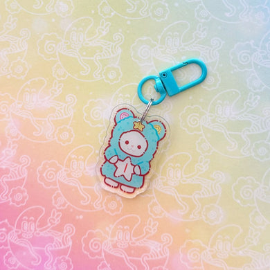 Calico Fluffy Blue Keychain