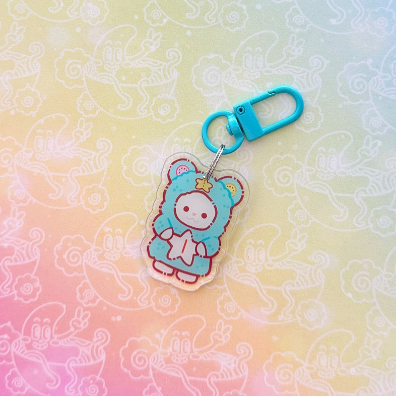 Calico Fluffy Blue Keychain