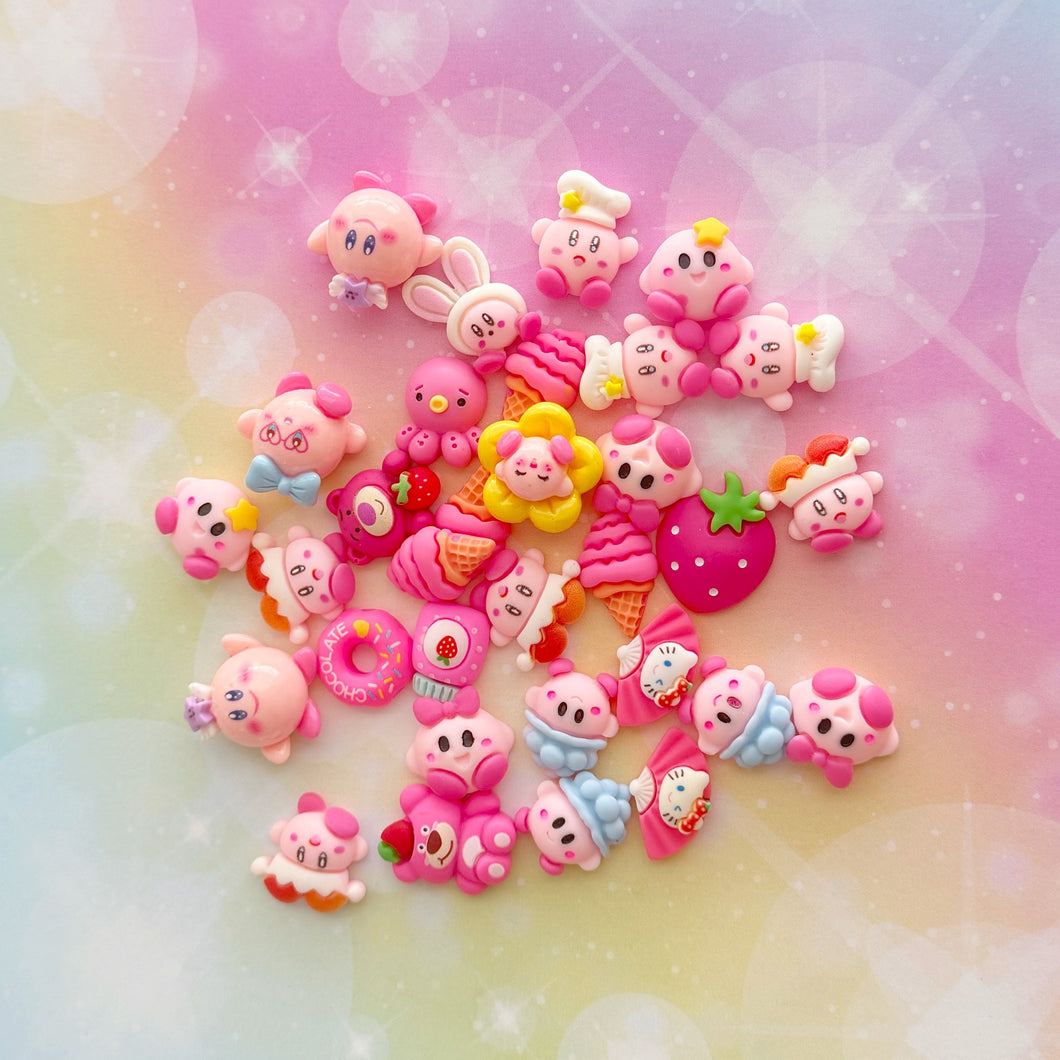 Strawberry Kirby Resin Charms 1 Bag