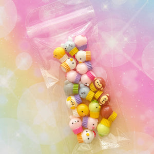 Mini Animal 3D Cupcakes Resin Charms 1 Bag