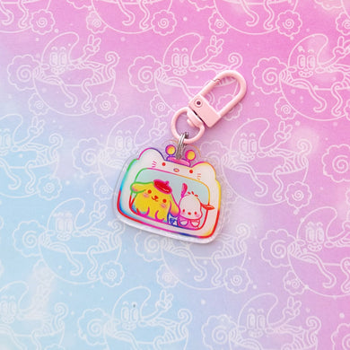Rainbow PomPom and Pocha Keychain