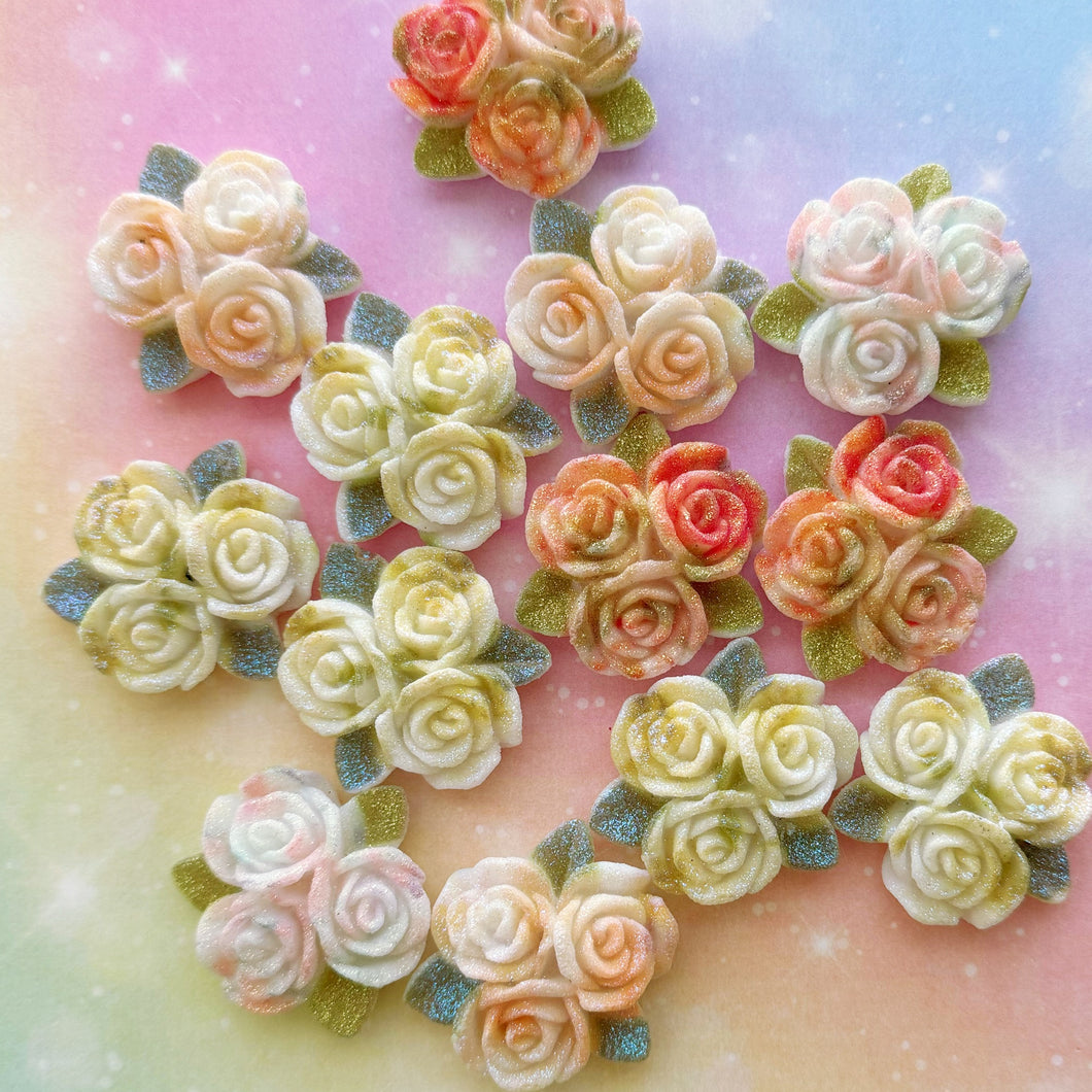 A547 Glitter Triple Roses - 12pcs