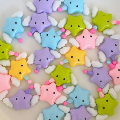 A367 Shiny Star Wings Charms 20pcs