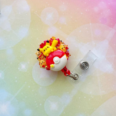 Pikachu Pokemon Badge Reel ID Holder
