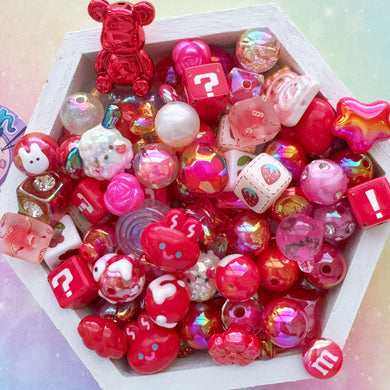 A458 StrawberryRed Beads Mix - 1 Bag/50pcs