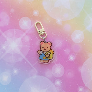 B108 Yellow Backpack Bear Keychain