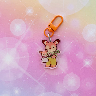 B102 Deer & Tiny Friend Keychain