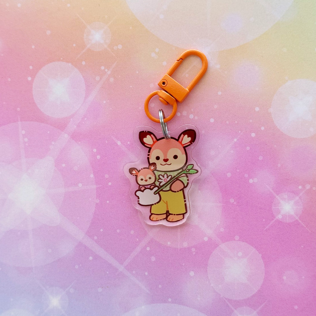 B102 Deer & Tiny Friend Keychain