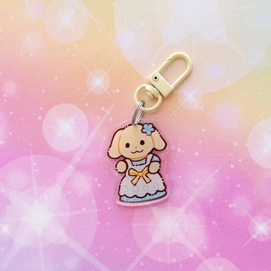 B109 Dainty Golden Puppy Keychain