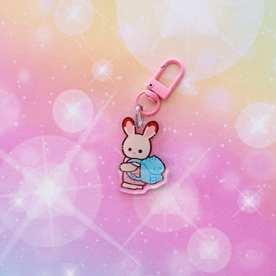 B119 Blue Bag Bunny Keychain