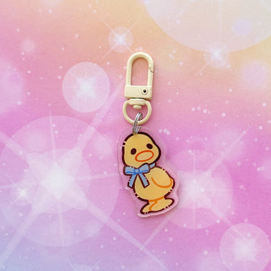 B103 Blue Bow Duck Keychain